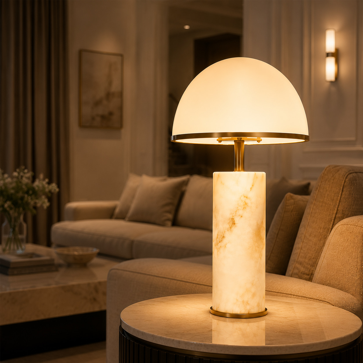 Alabaster Dome Table Lamp