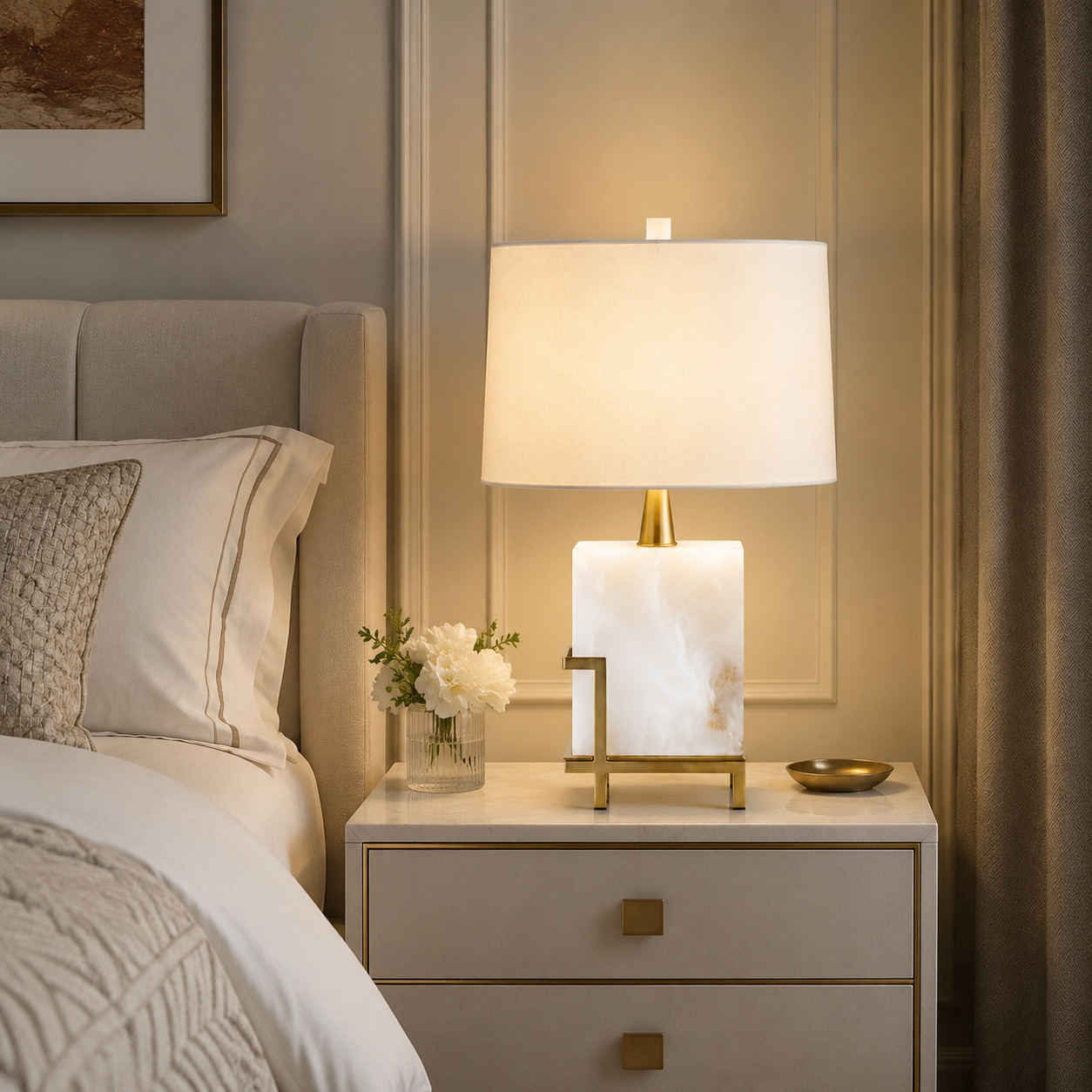 Architectural Alabaster Table Lamp