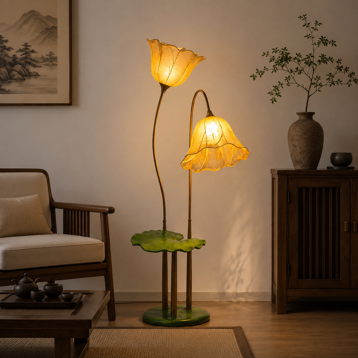 Twin Lotus Floor Lamp