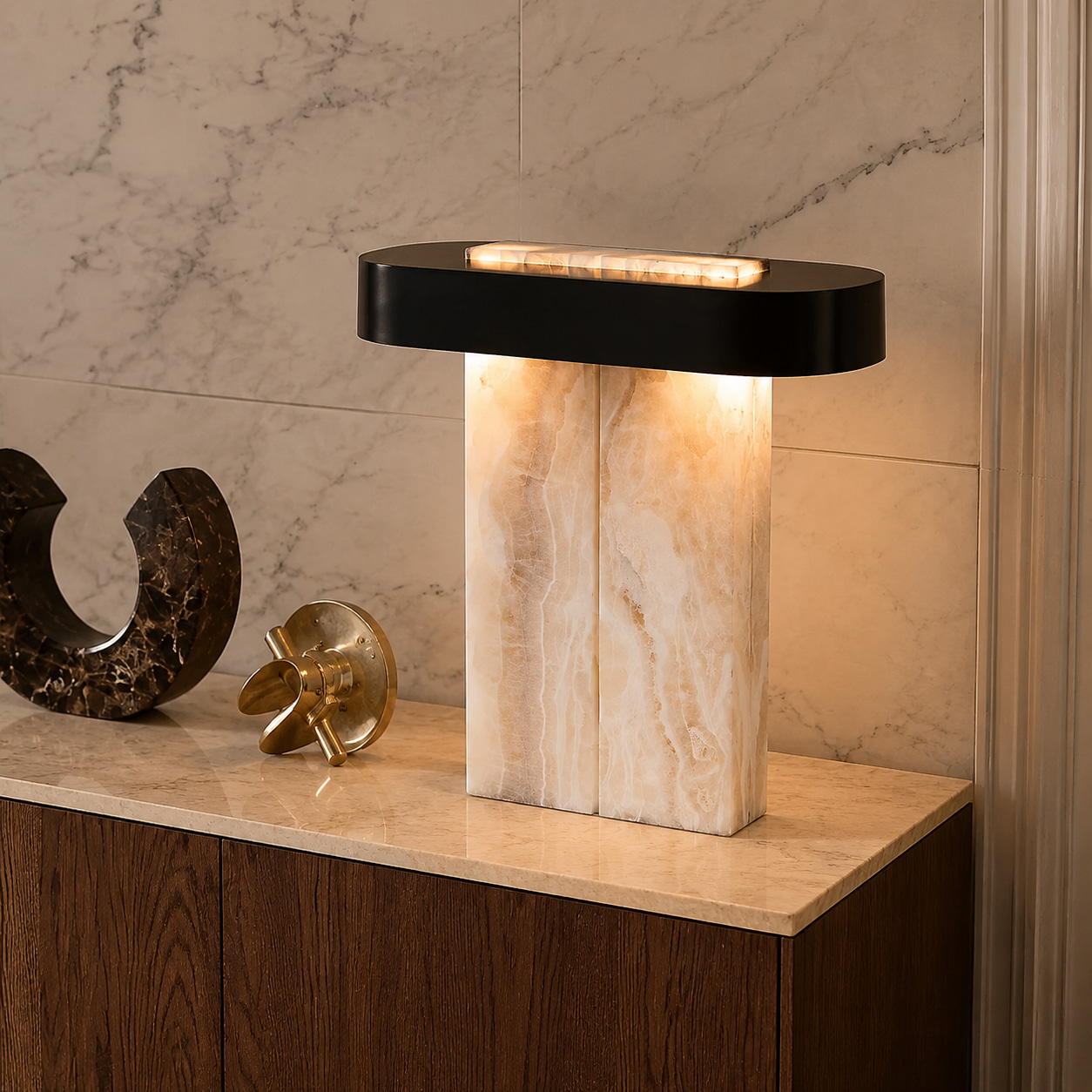 Floating Alabaster Column Lamp