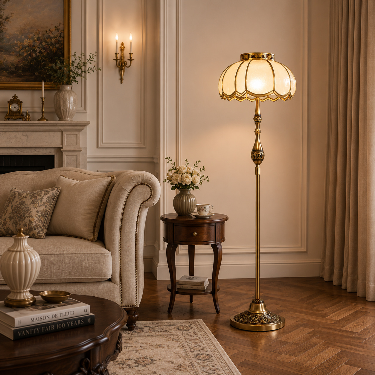 Gilded Petal Heritage Floor Lamp