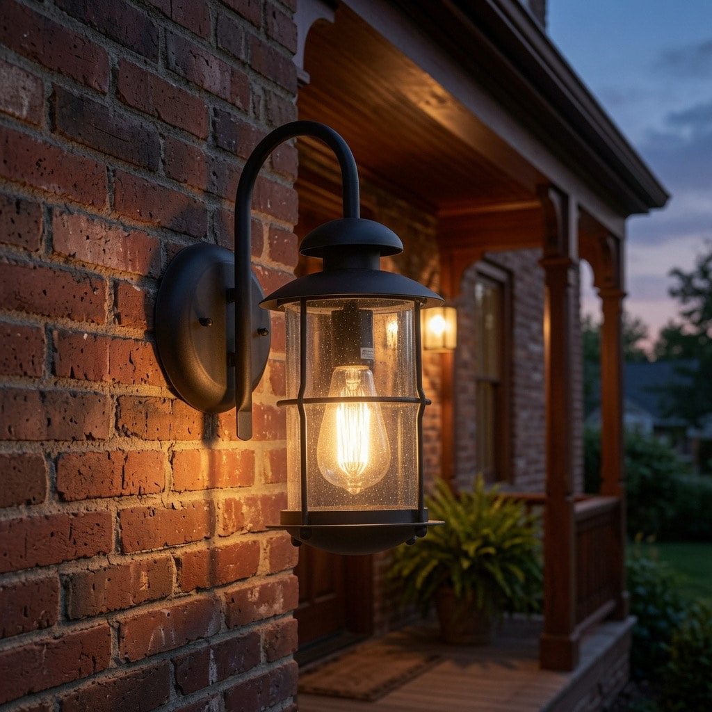 Curved Arm Retro Cylinder Porch Wall Lamp
