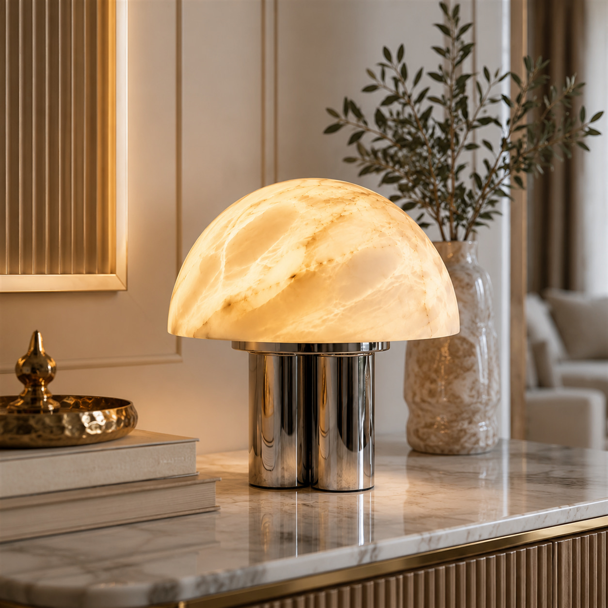 Lunar Alabaster Dome Lamp