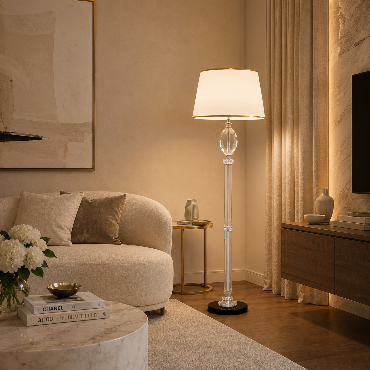 Gilded Crystal Floor Lamp