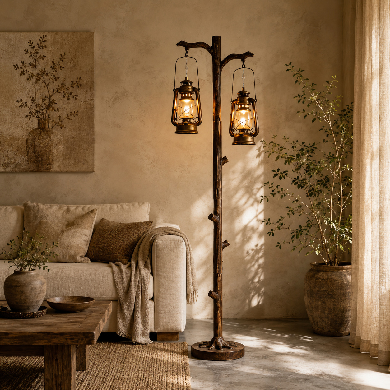 Twin Lantern Branch Floor Lamp