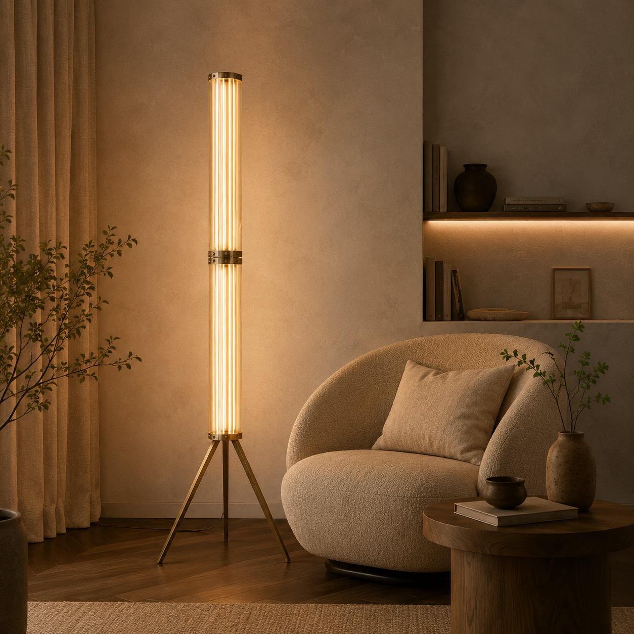 Superwire Glass Column Floor Lamp
