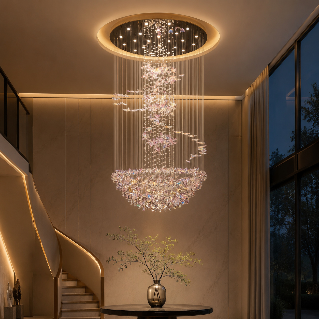 Butterfly Crystal Stair Chandelier