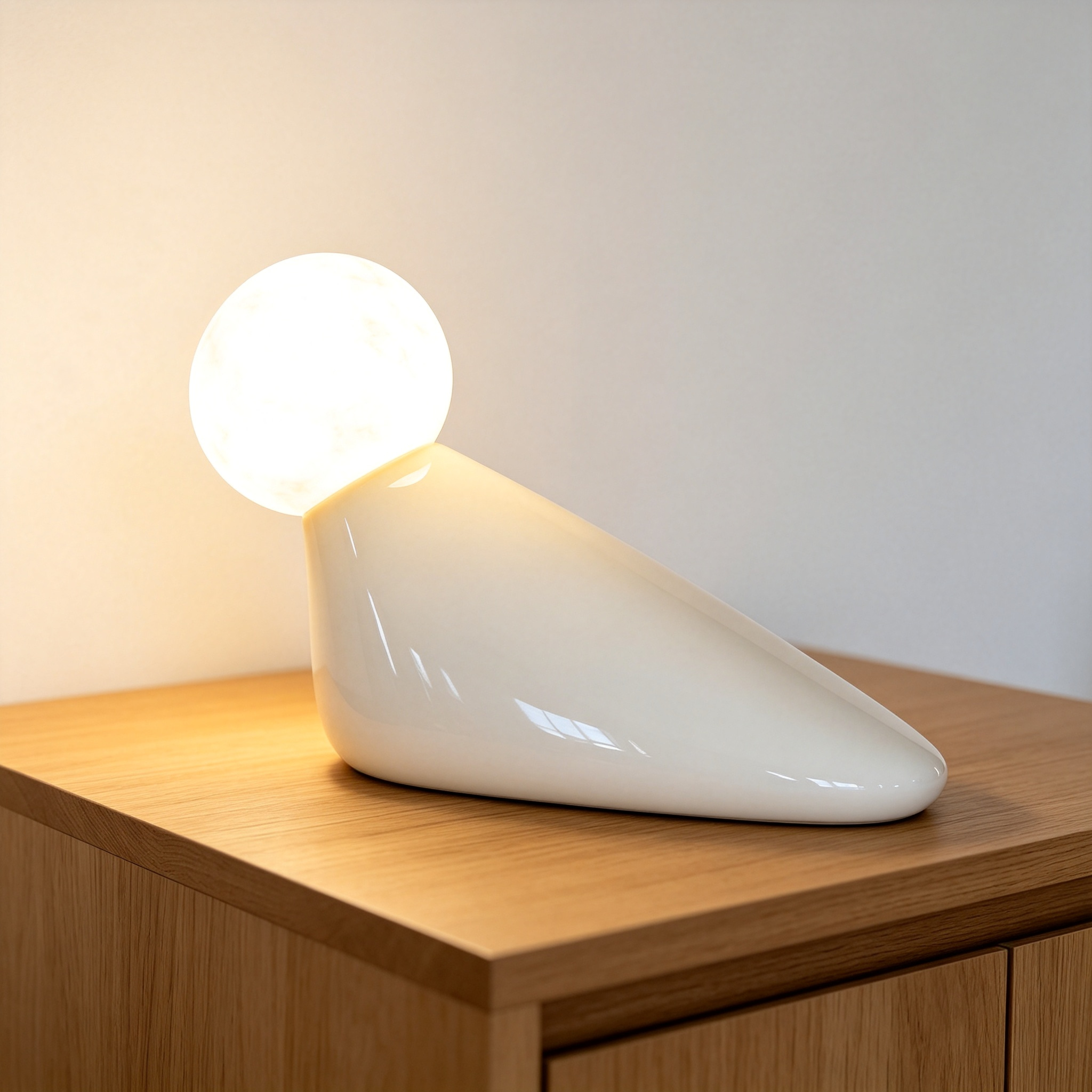 Cloud Vein Stone Wood Table Lamp