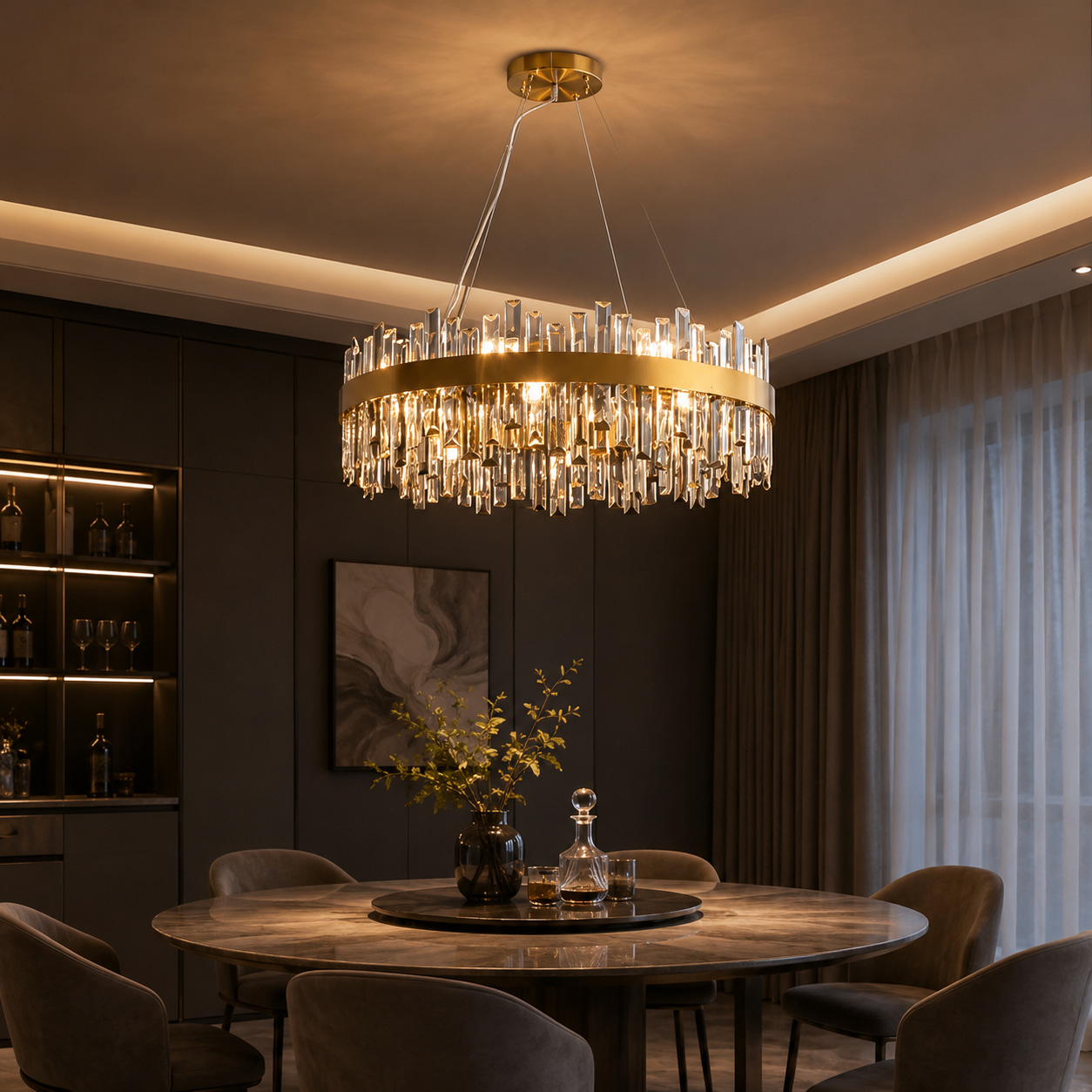 Round Ring Crystal Chandelier