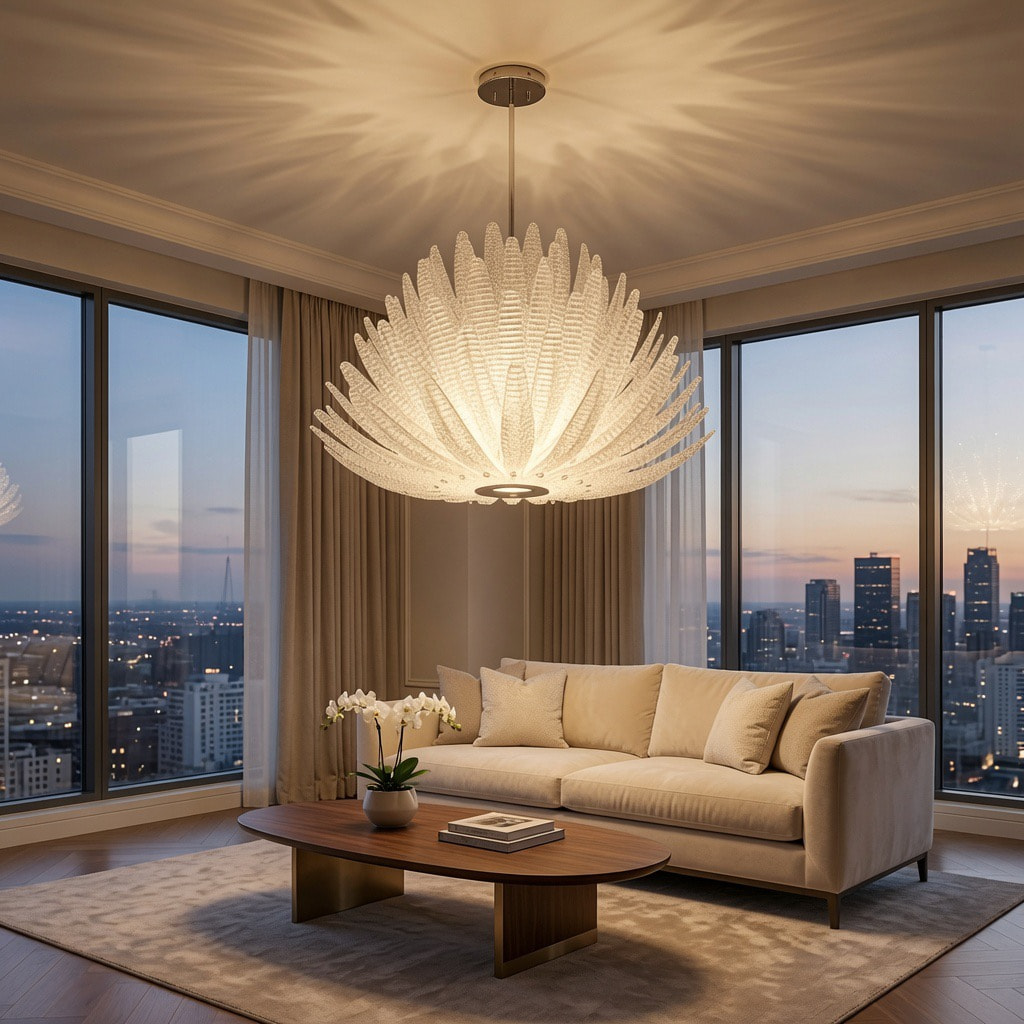 Feather Fan Glass Chandelier