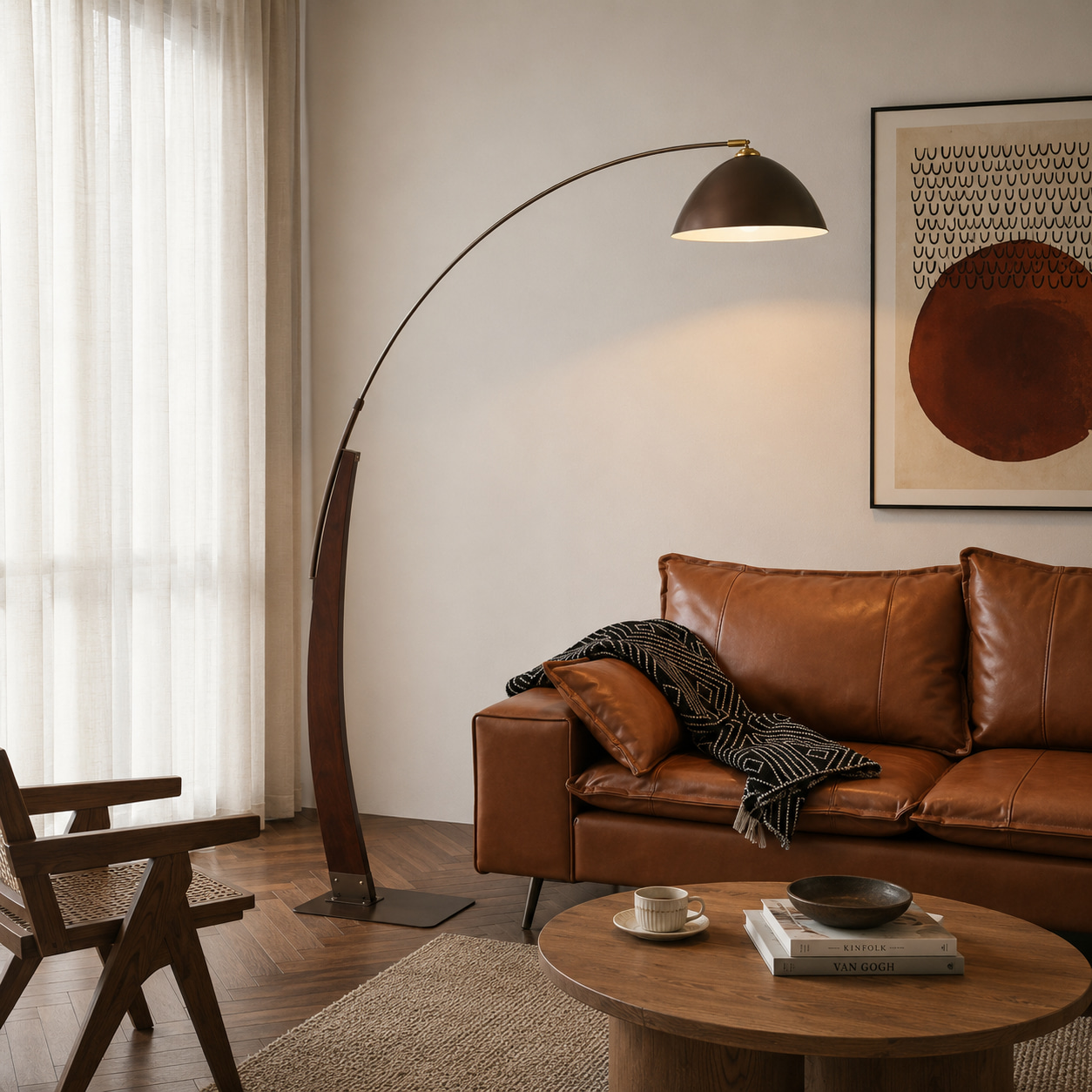 Timber Arc Floor Lamp