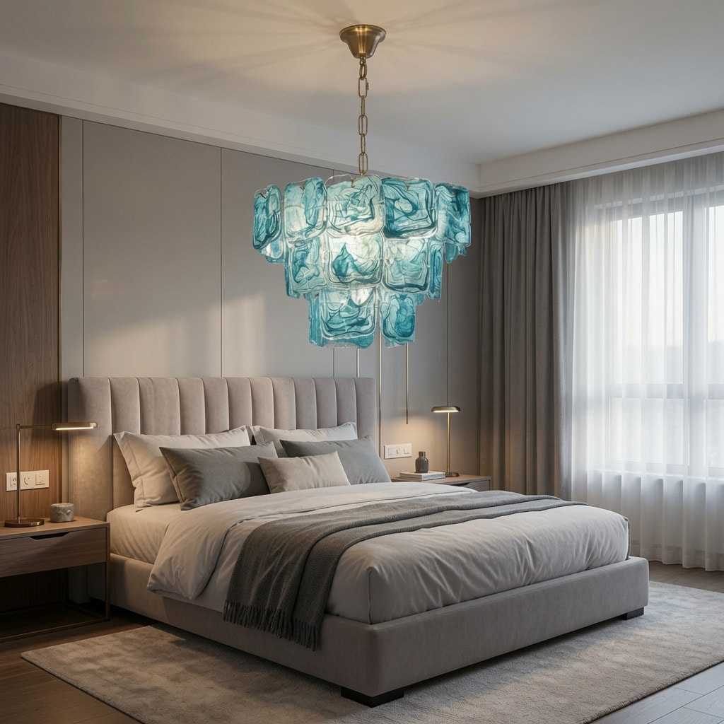 Lake Blue Glass Chandelier