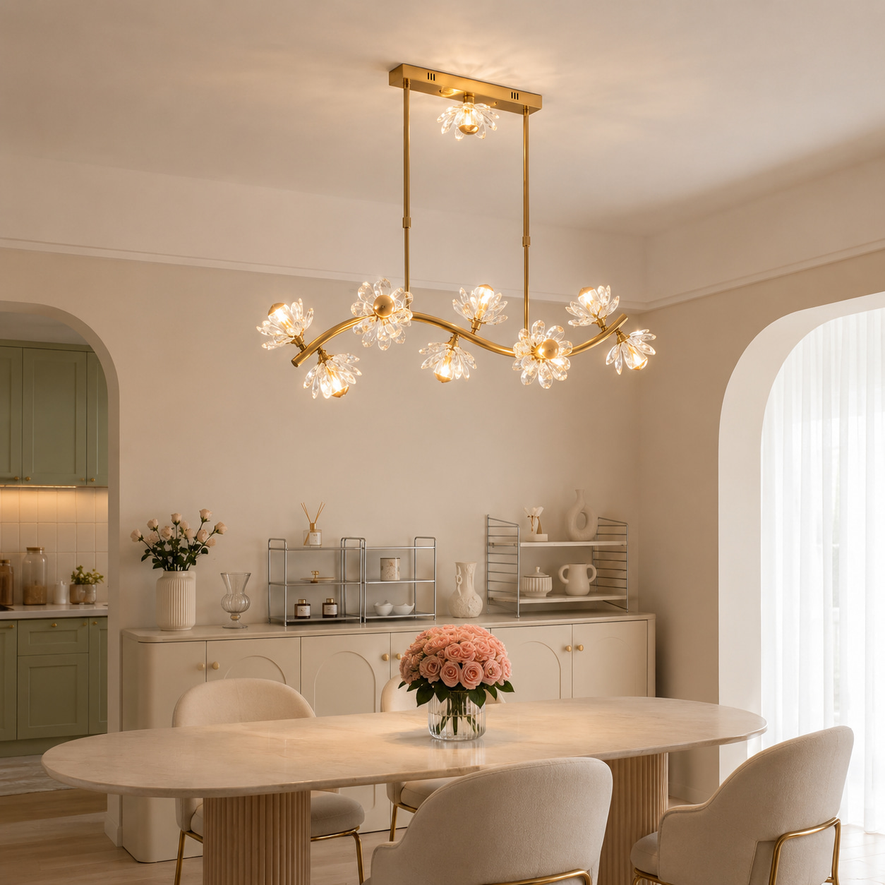 Floral Branch Linear Chandelie