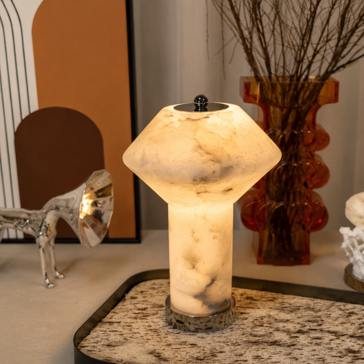 Amber Cloud Stone Lamp