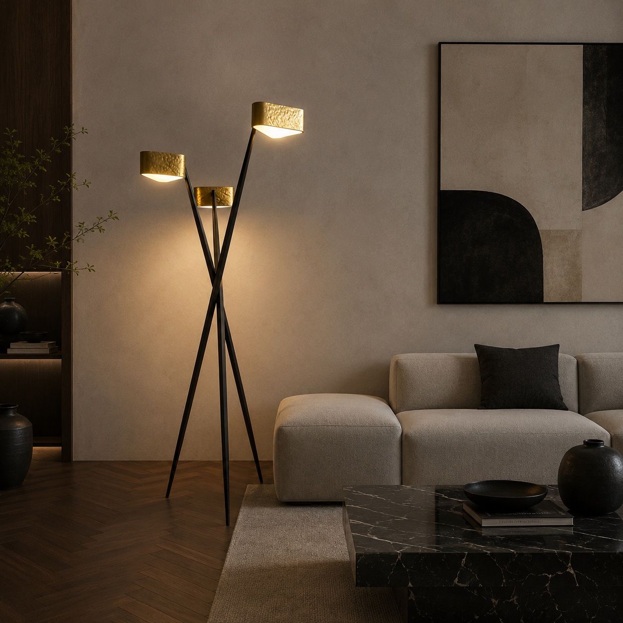 Gilded Trio Floor Lamp