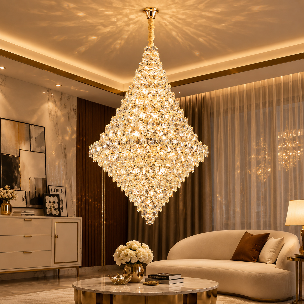 Diamond Peak Large Crystal Chandelier