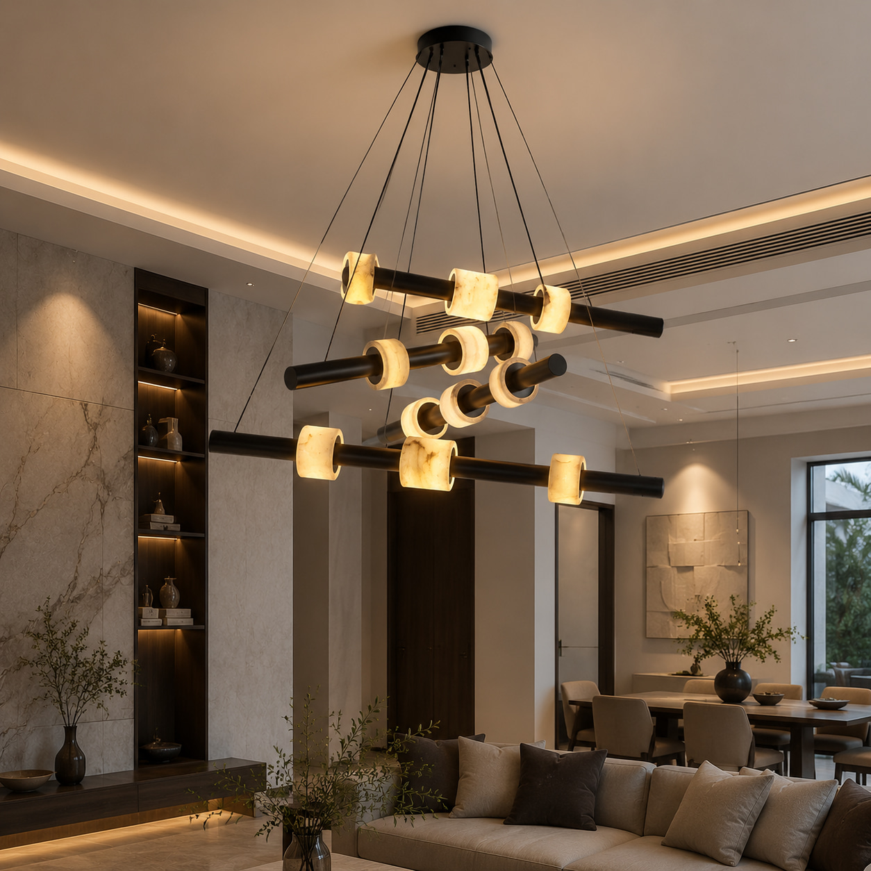 Celestial Orbit Alabaster Chandelier