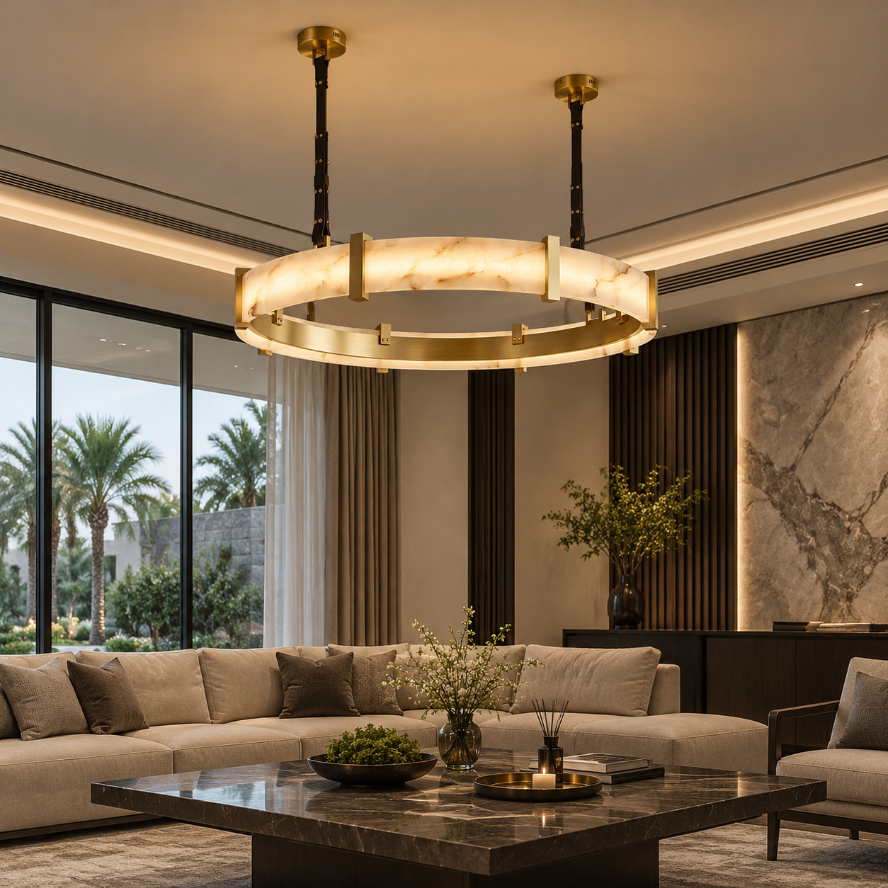 Celestial Alabaster Ring Chandelier