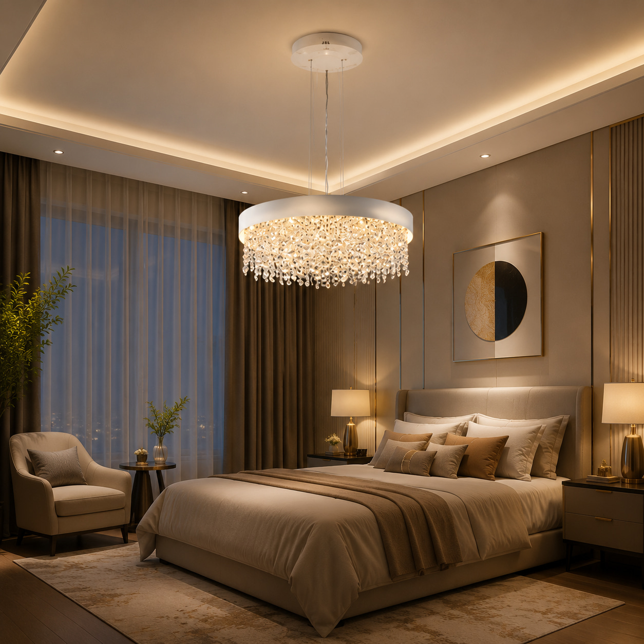 White Ring Teardrop Chandelier
