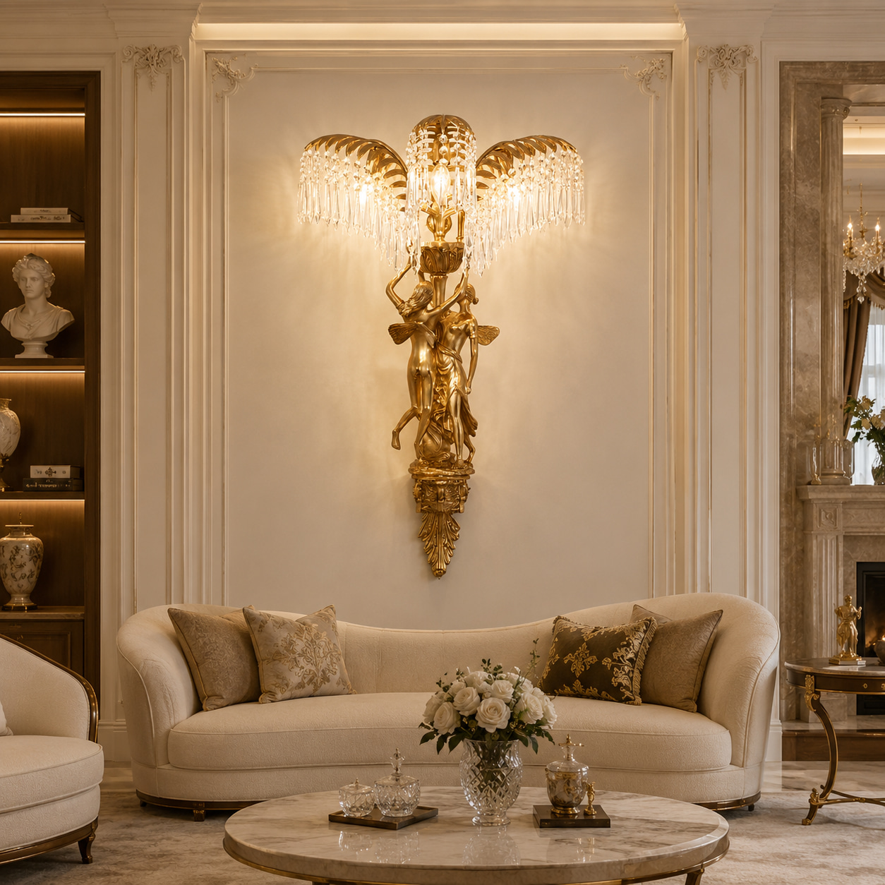 Triple-Wing Goddess Crystal Wall Light