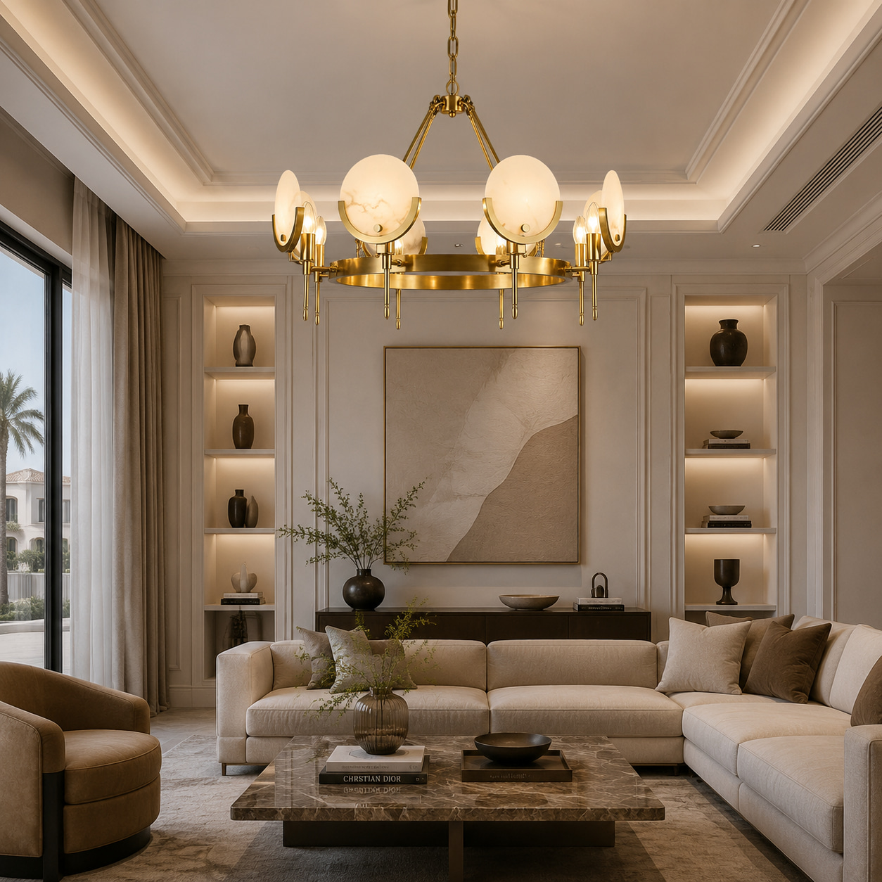Celestial Gold Alabaster Chandelier