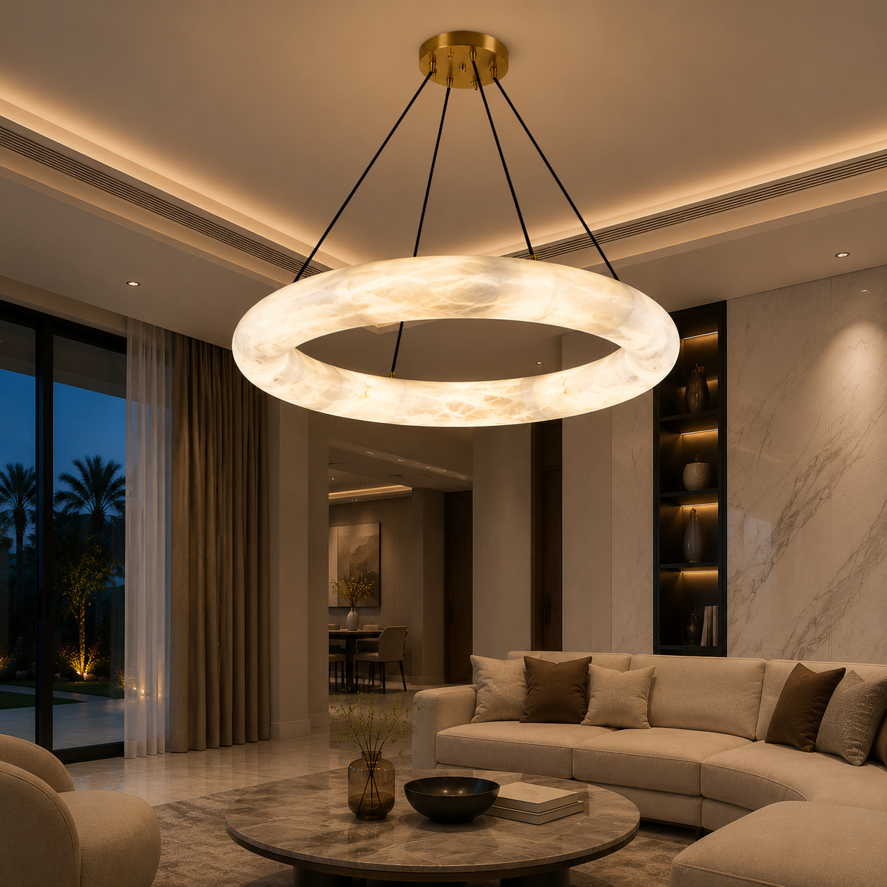 Celestial Alabaster Halo Chandelier