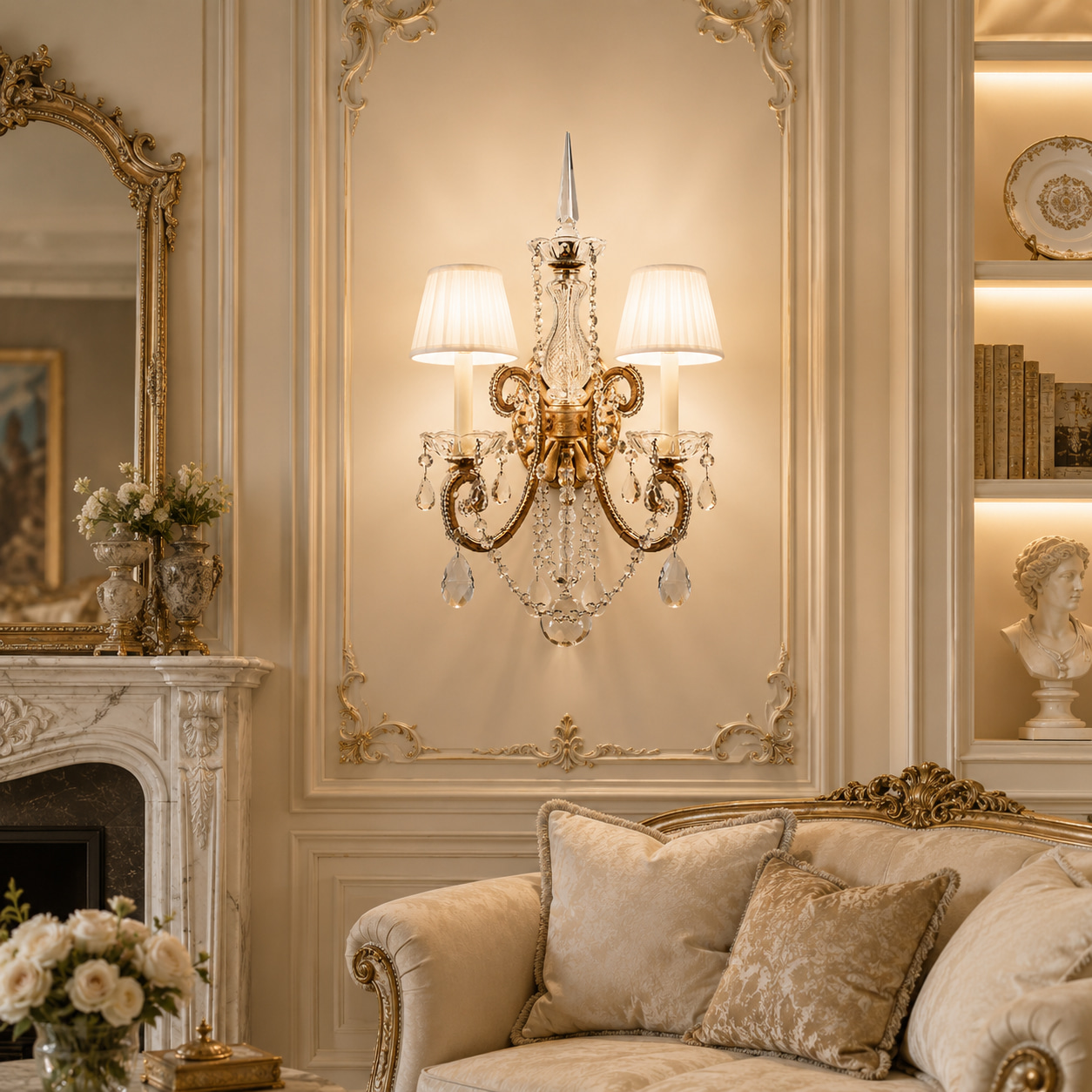 Gilded Twin Candelabra Wall Light