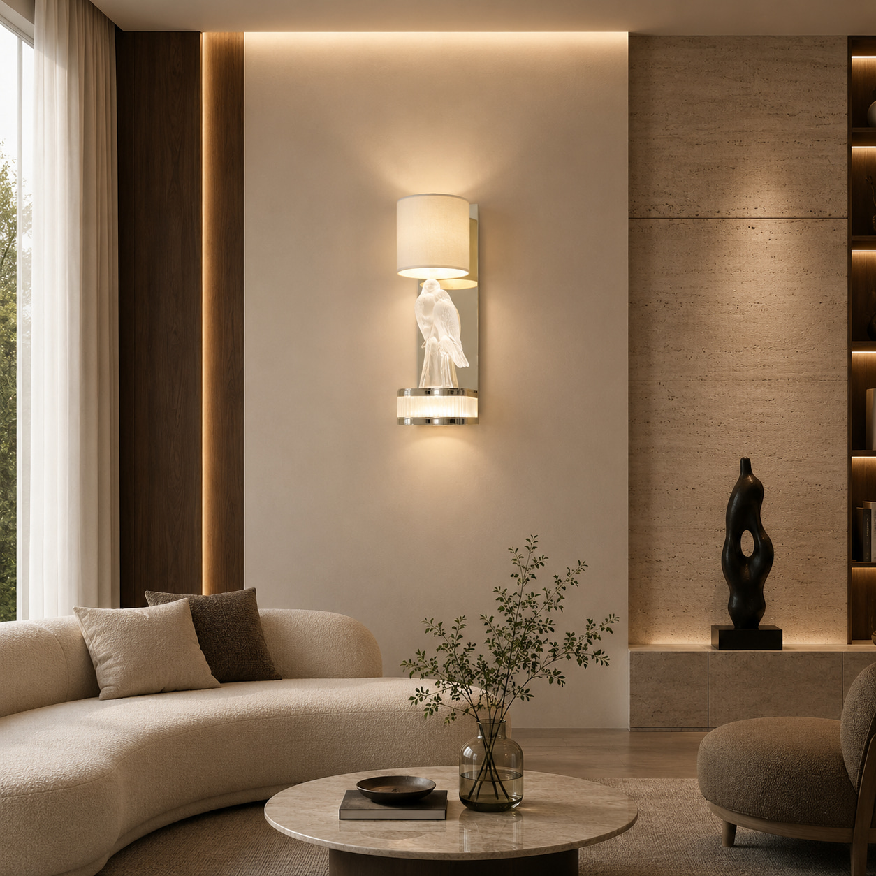 Perched Parrots Sculptural Wall Light