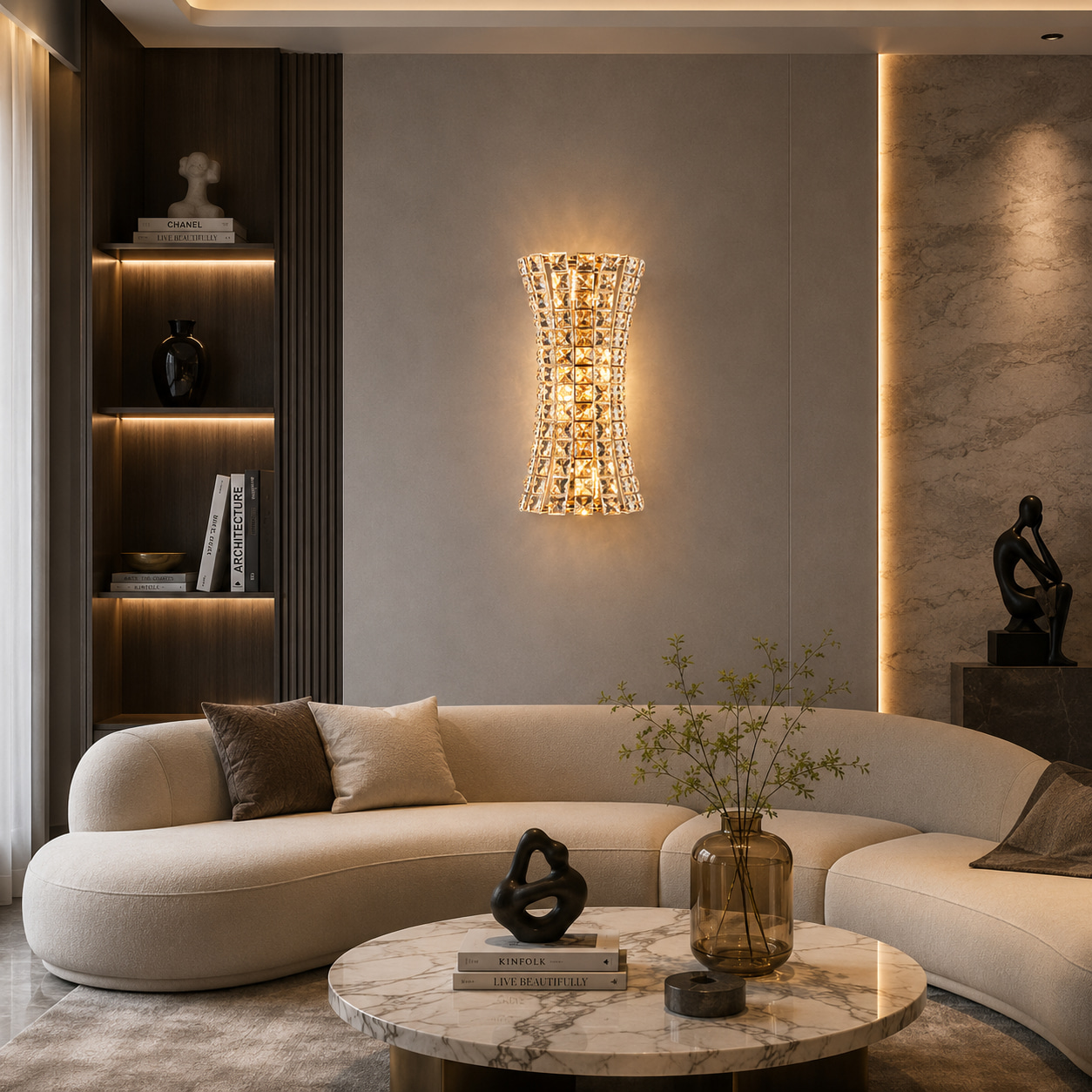 Hourglass Crystal Grid Wall Light