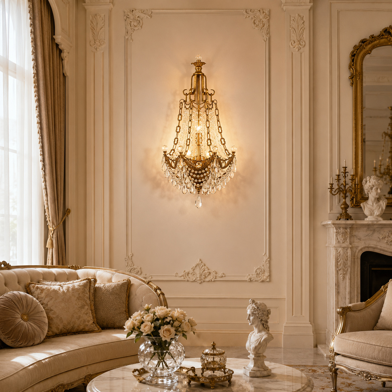 Palatial Crystal Chain Wall Light