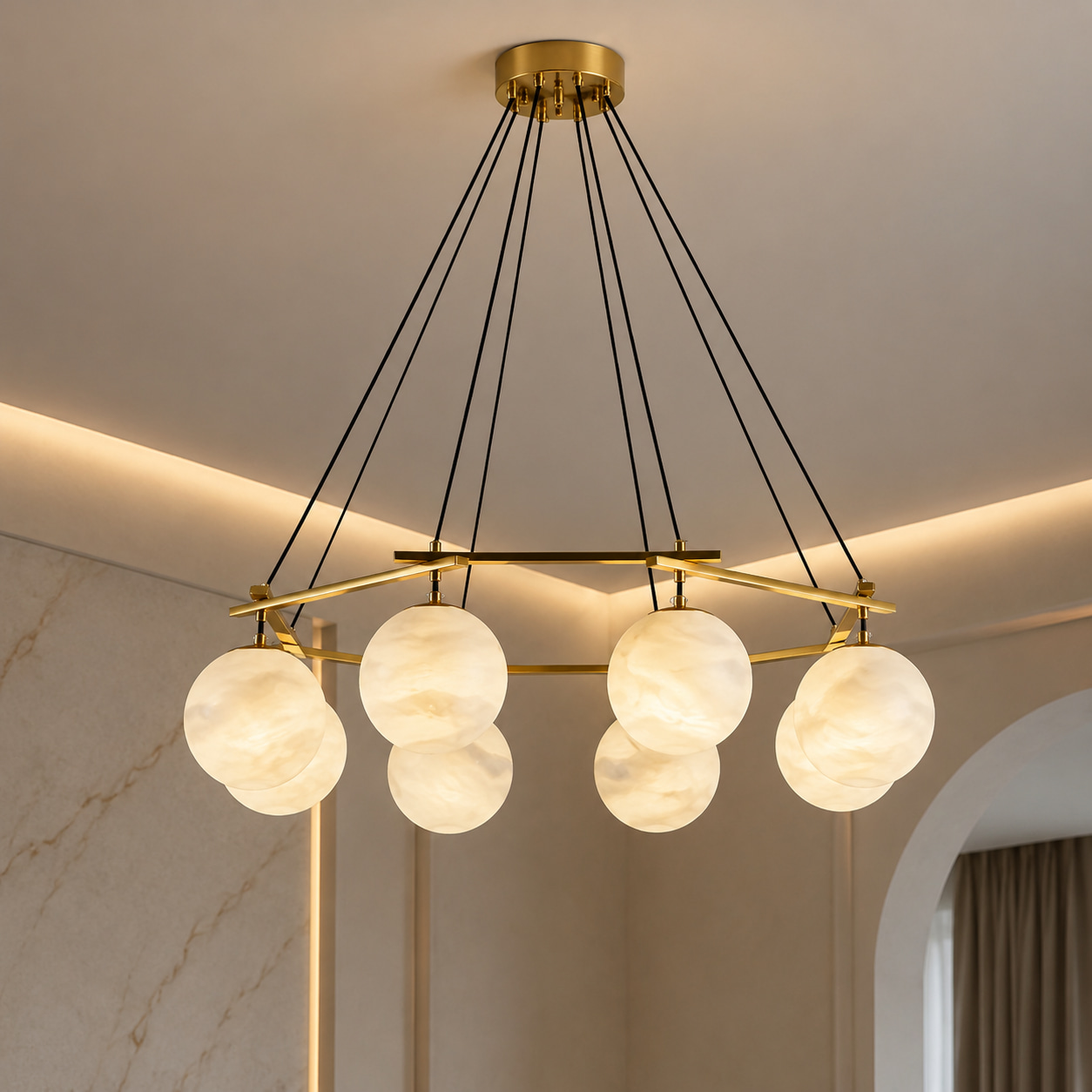 Celestial Halo Alabaster Chandelier