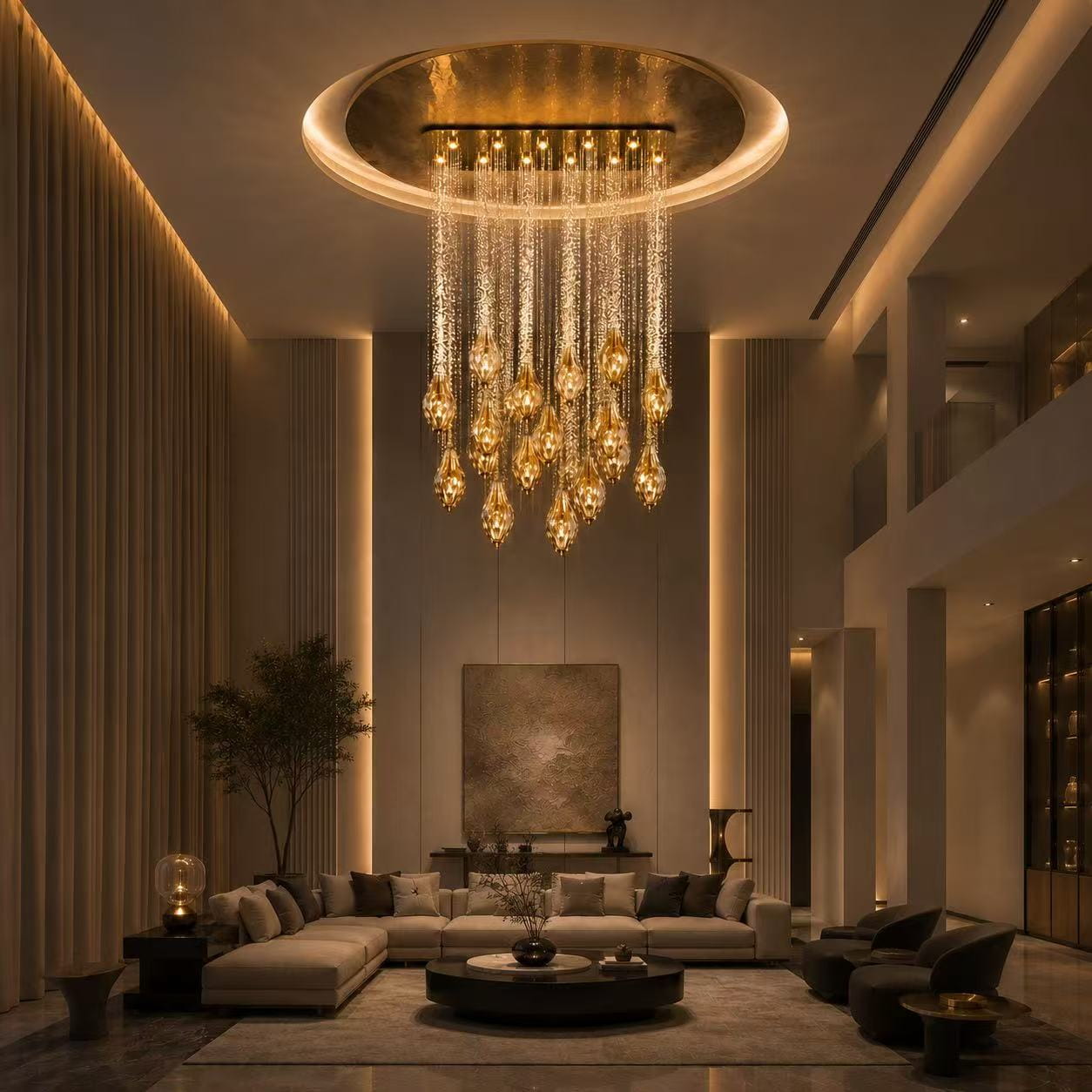 Amber Tassel Cascade Chandelier