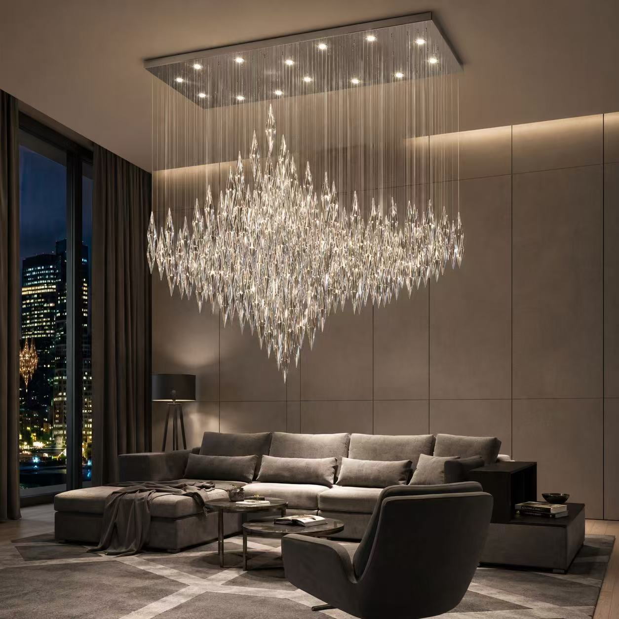 Crystal Prism Cascade Chandelier