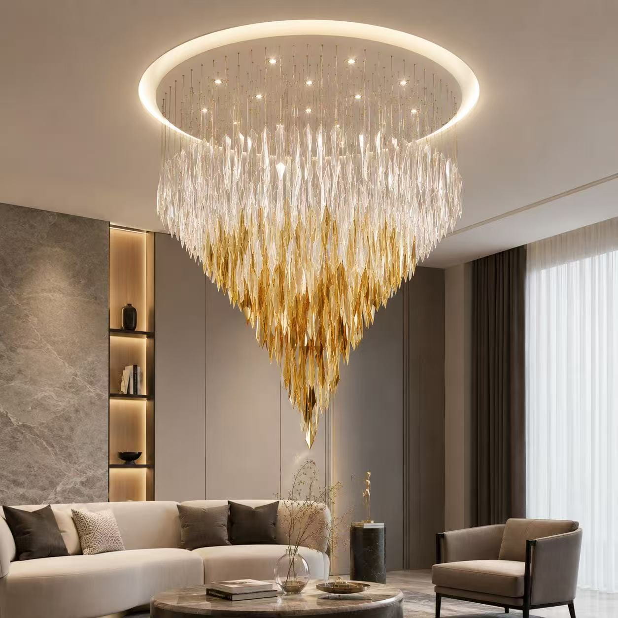 Golden Icefall Crystal Chandelier