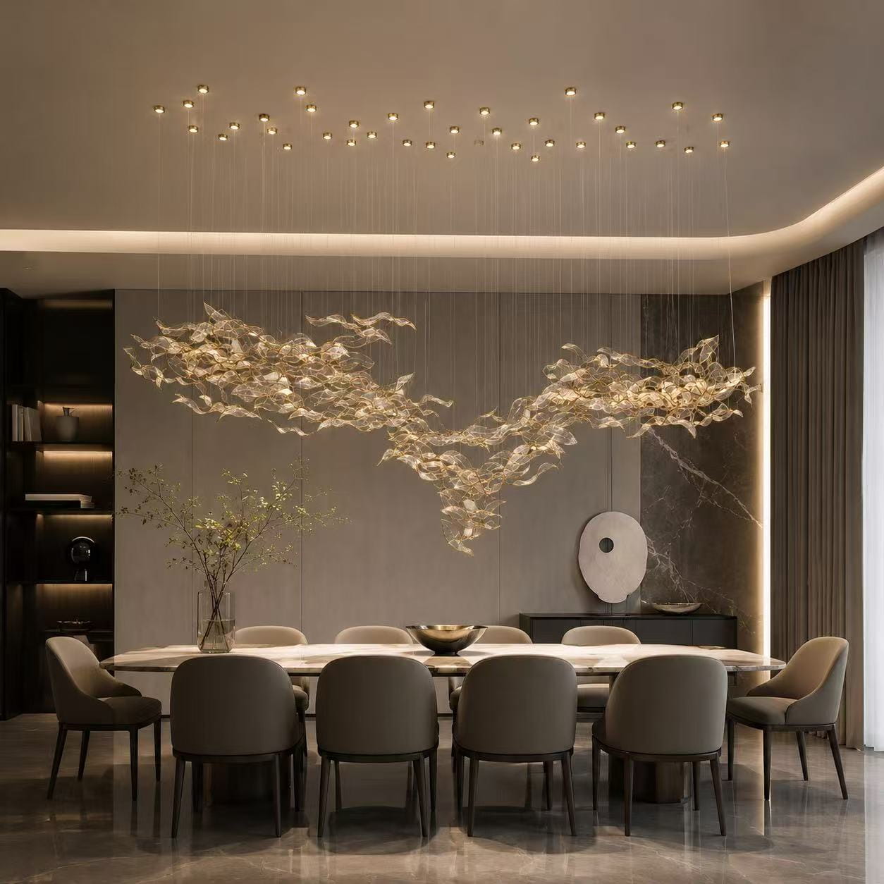 Gold Edge Glass Wave Chandelier