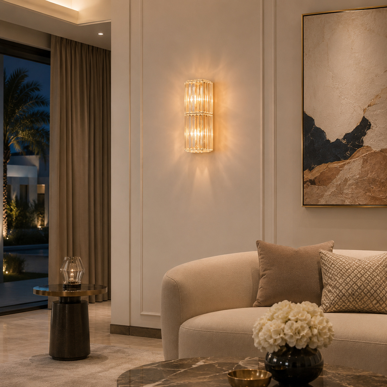 Double-Tier Crystal Prism Wall Light