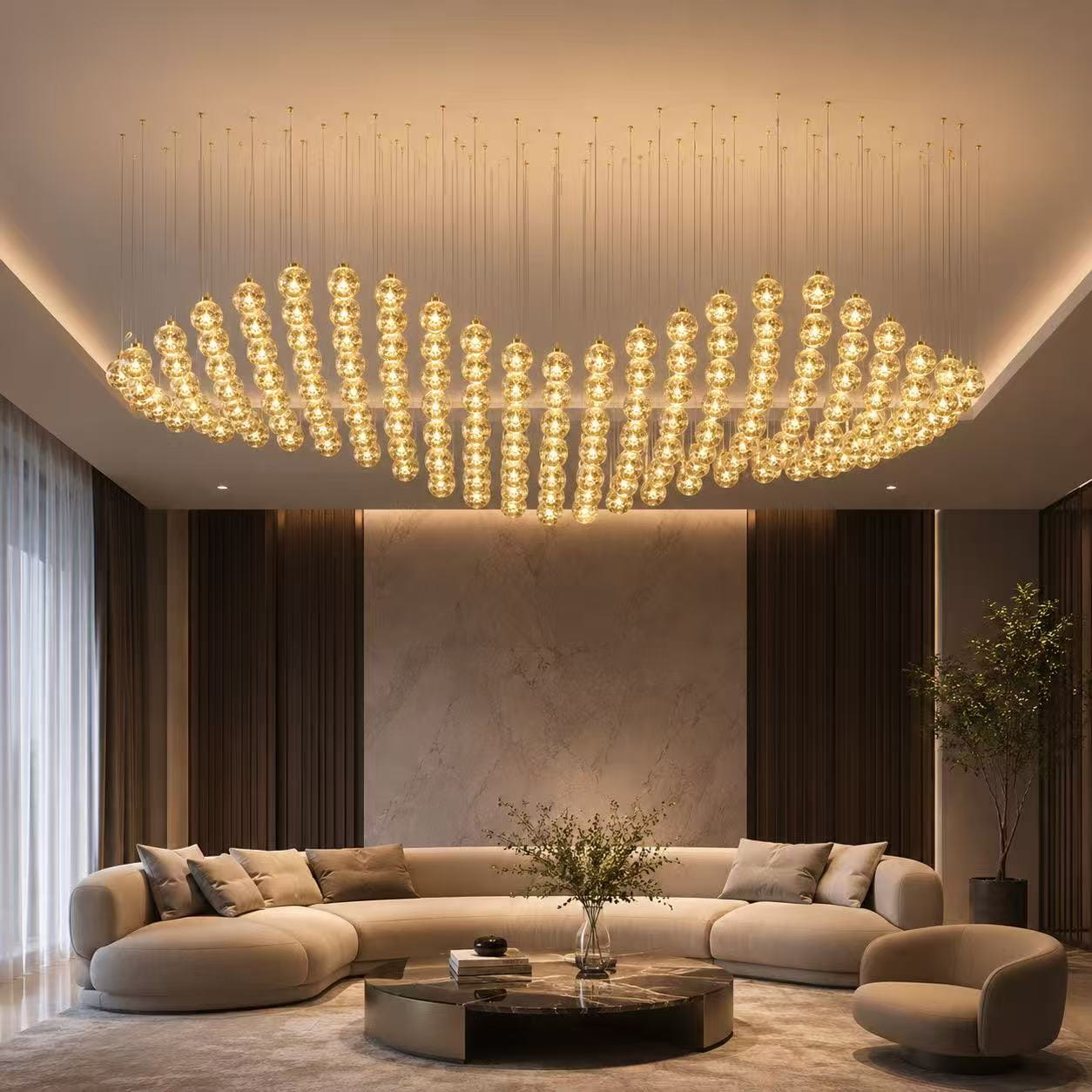 Crystal Globe Matrix Chandelier