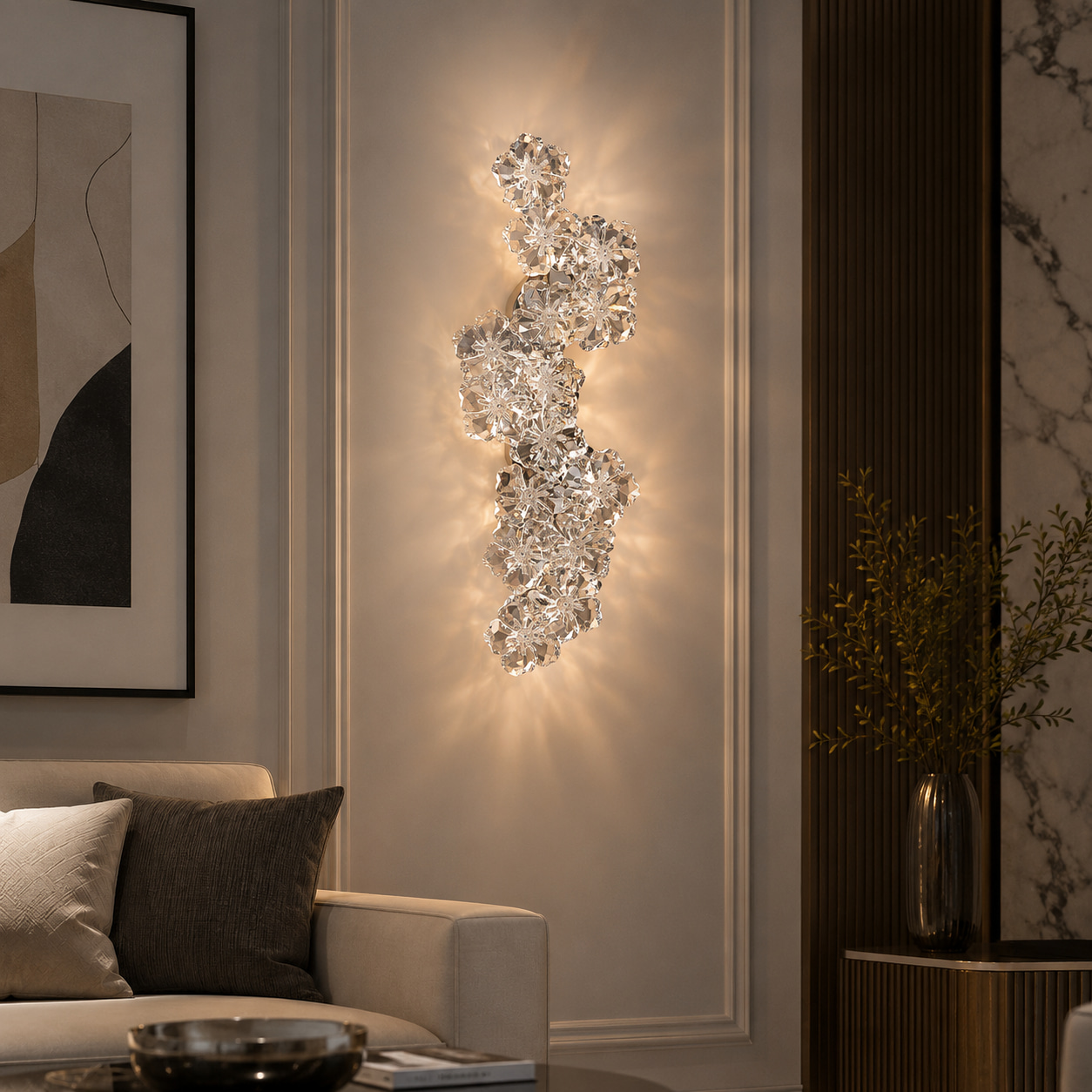 Crystal Blossom Cluster Wall Light