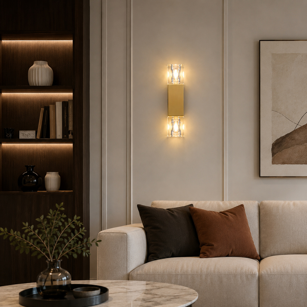 Twin Crystal Block Wall Light