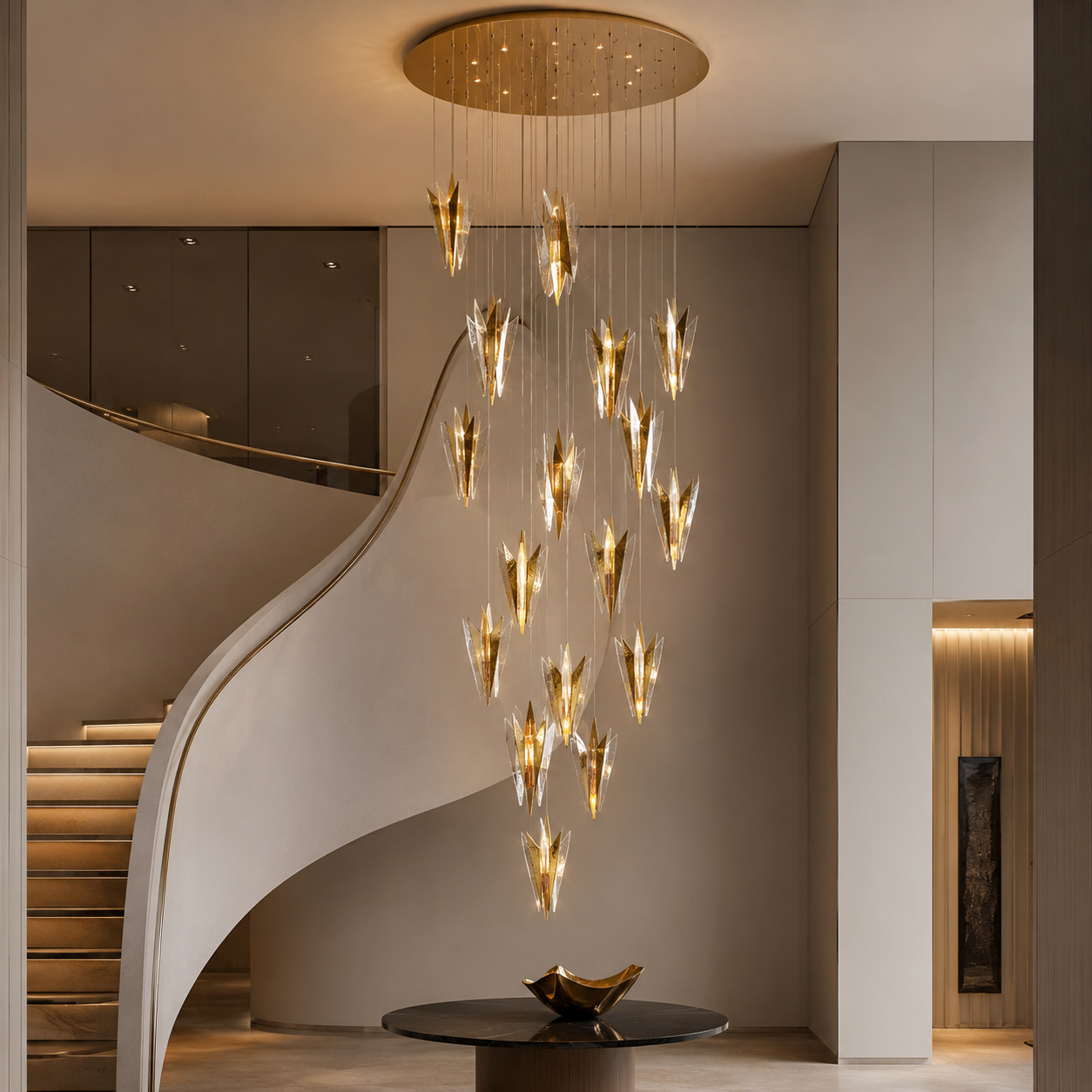 Golden Flight Cascade Chandelier