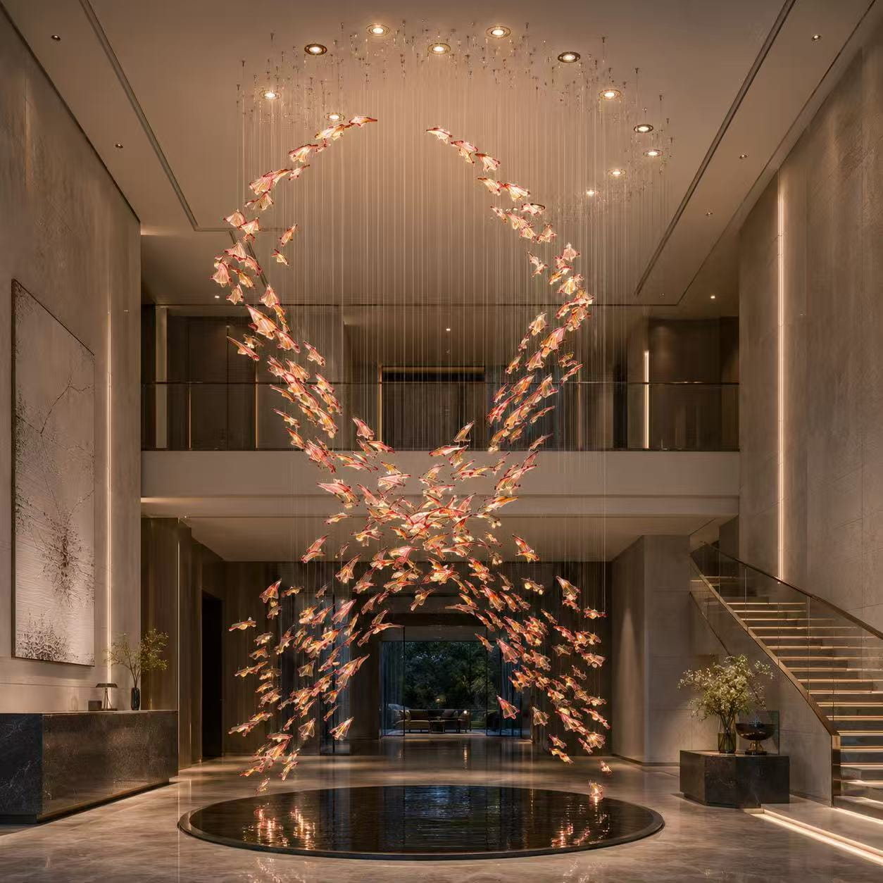 Amber Wing Spiral Chandelier