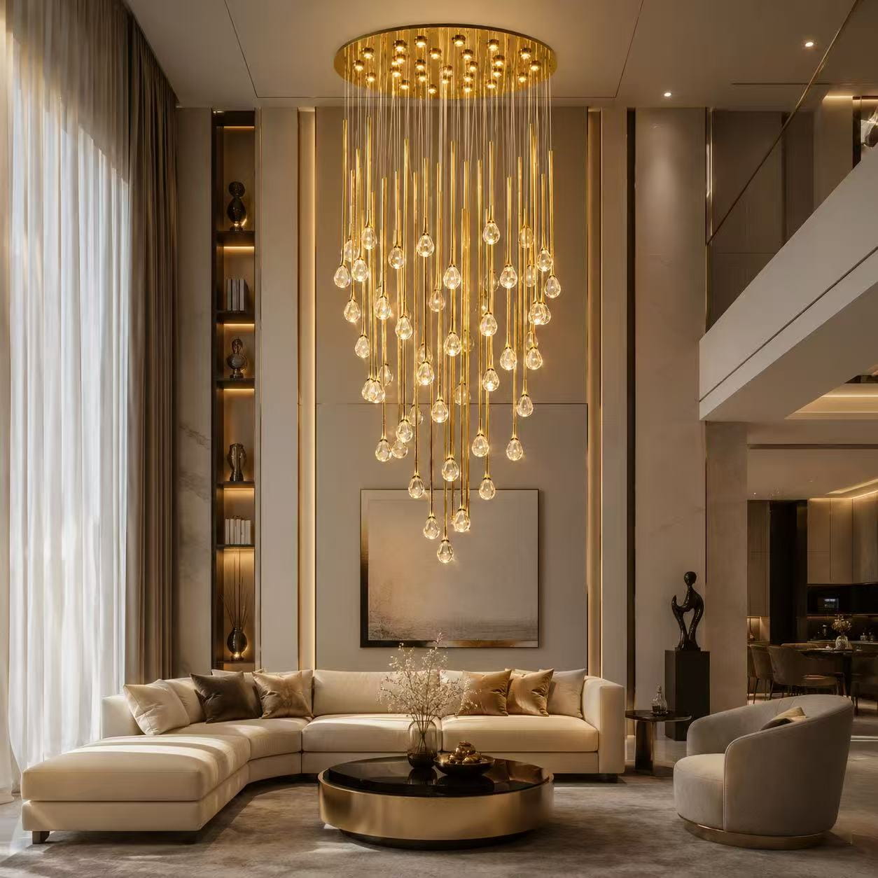 Golden Rain Cascade Chandelier