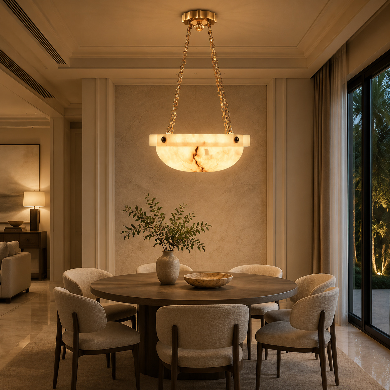 Gilded Alabaster Chandelier