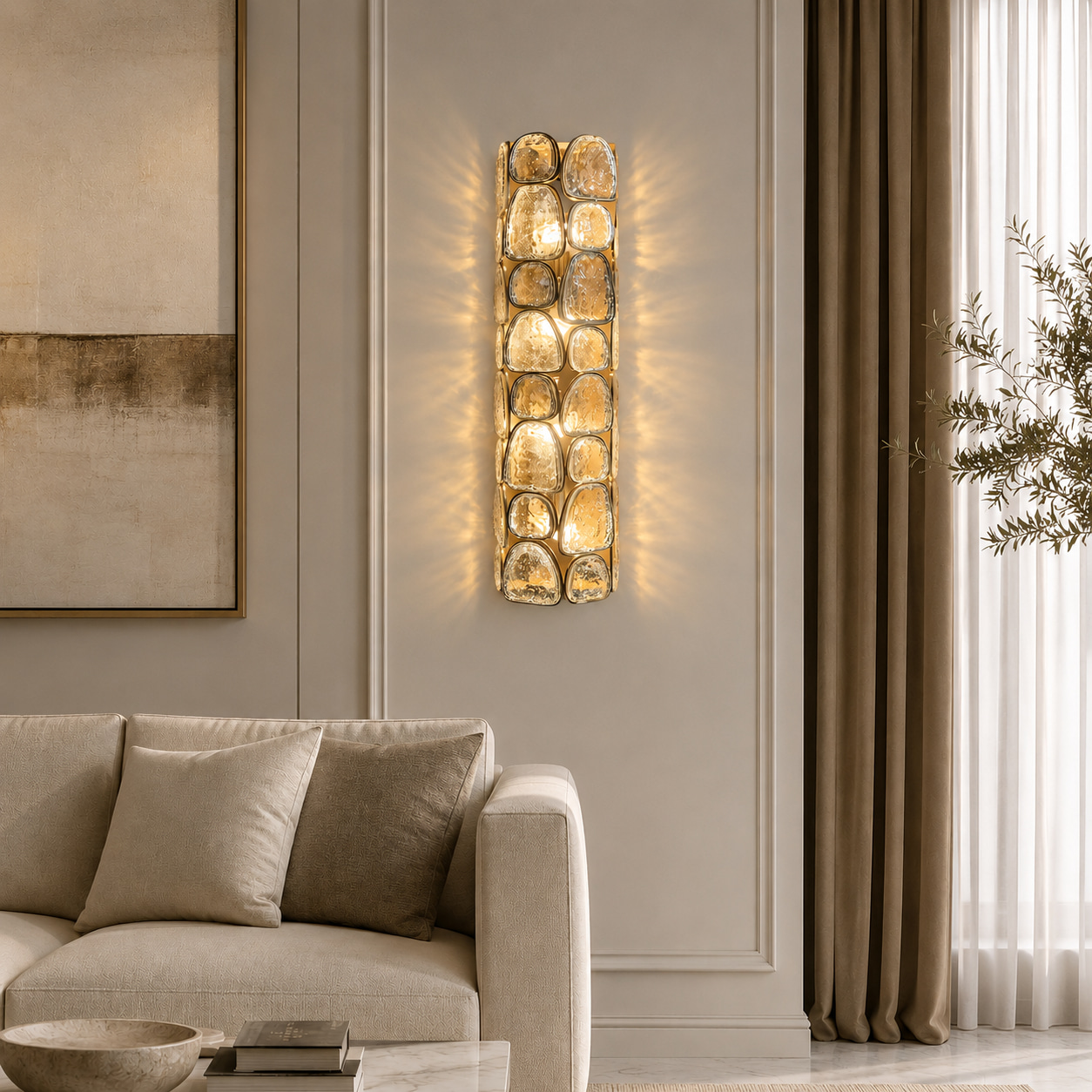 Amber Pebble Glass Wall Light
