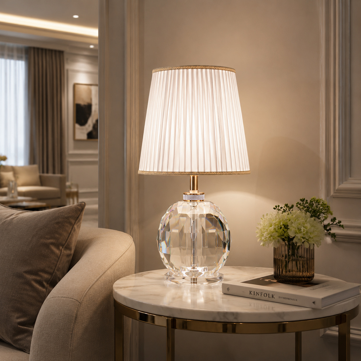 Prismatic Crystal Pleated Table Lamp