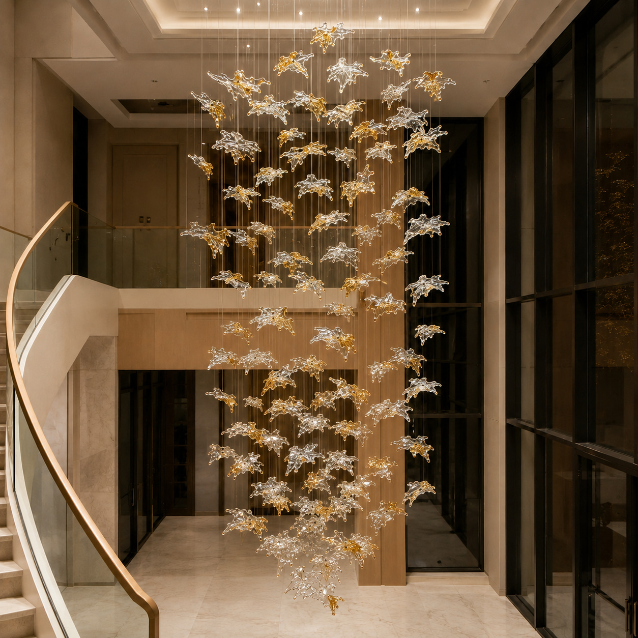 Gilded Leaf Cascade Chandelier
