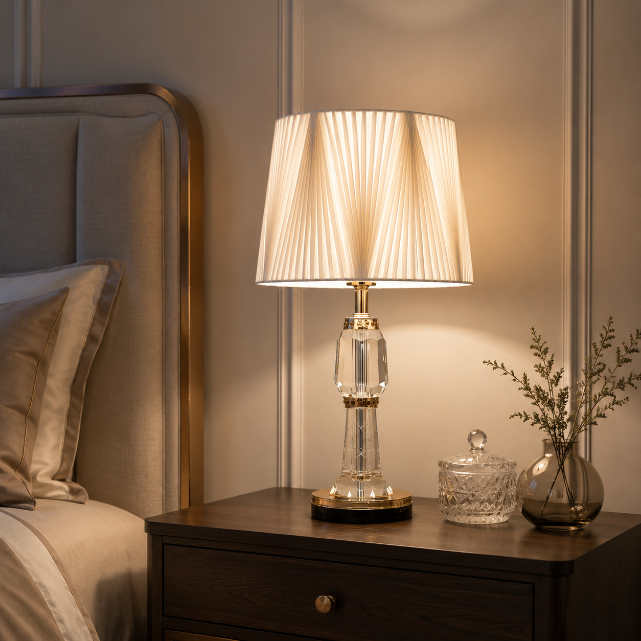 Twisted Pleat Crystal Table Lamp