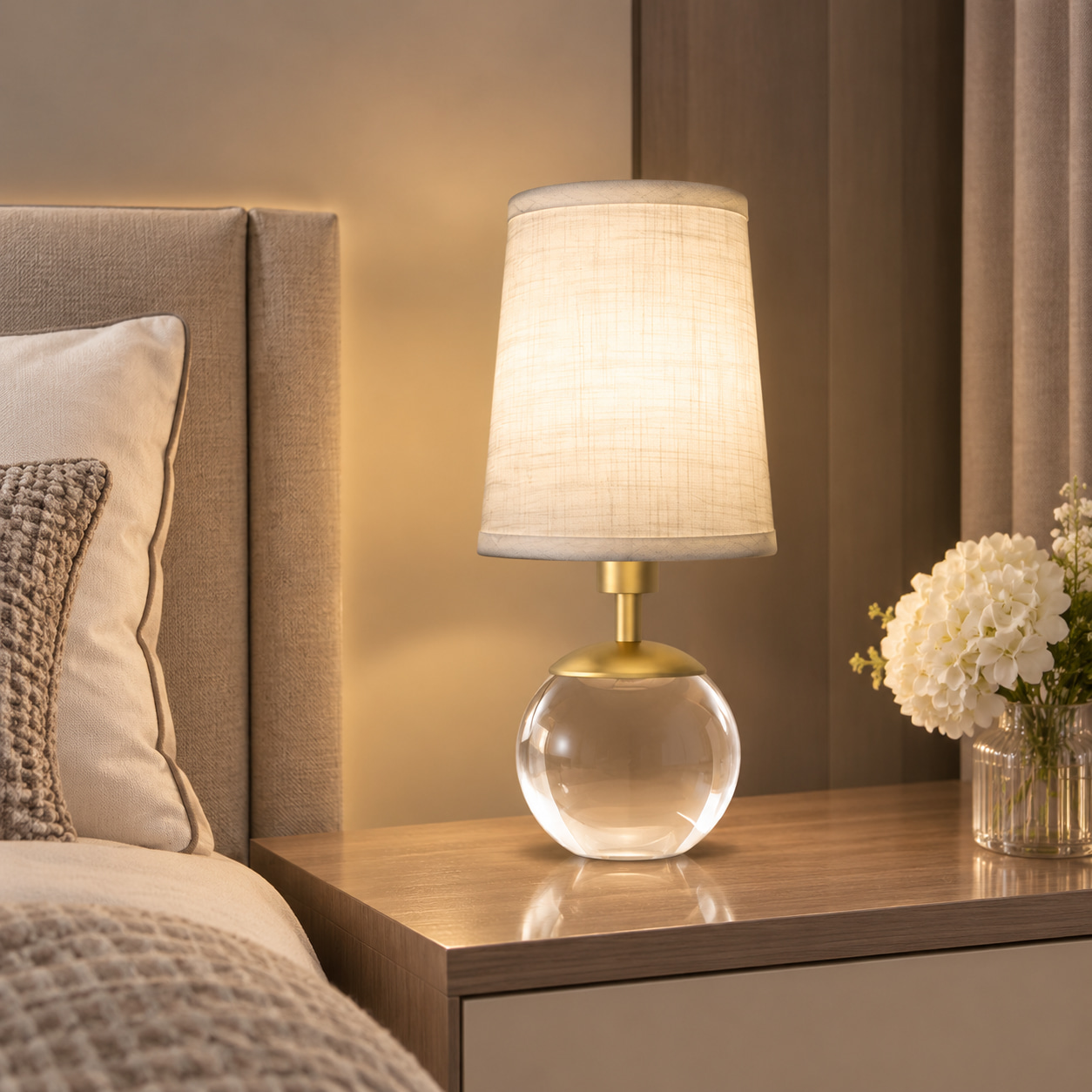 Crystal Orb Bedside Table Lamp