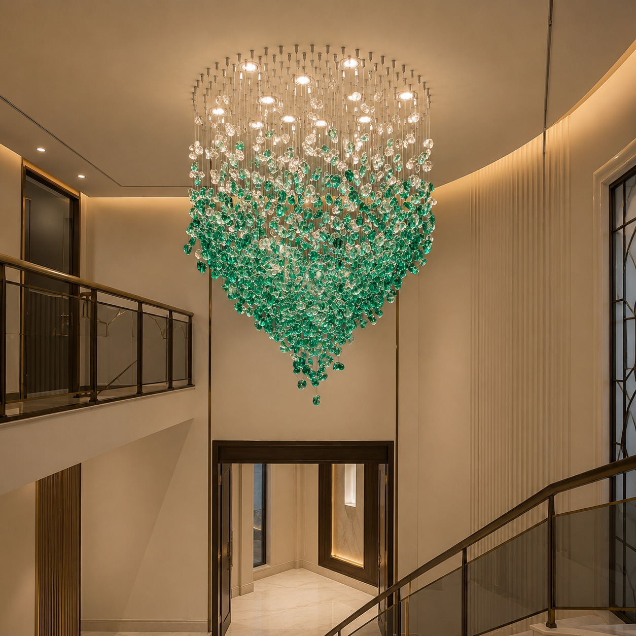 Emerald Crystal Cascade Chandelier