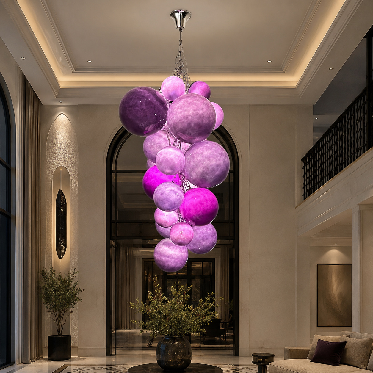 Violet Glass Globe Chandelier